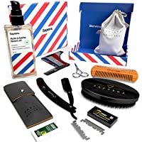 Los mejores  - Kit barba hombre Sapiens Barbershop - Aceite barba 100% Natural- Navaja afeitar barbero + 10 Cuchillas Derby- Cepillo…